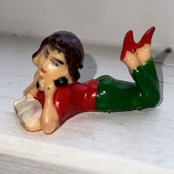 Two Vtg mid century hard plastic boy & girl figures  on the phone cake toppers - Picture 5 of 7